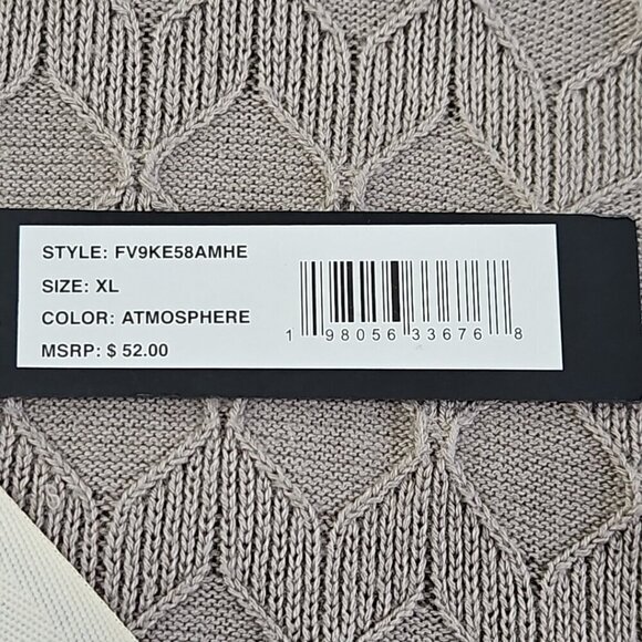 Free Planet Knit Shirt Men's XL Taupe Geometric Pattern Short Sleeve NWT - Picture 4 of 15